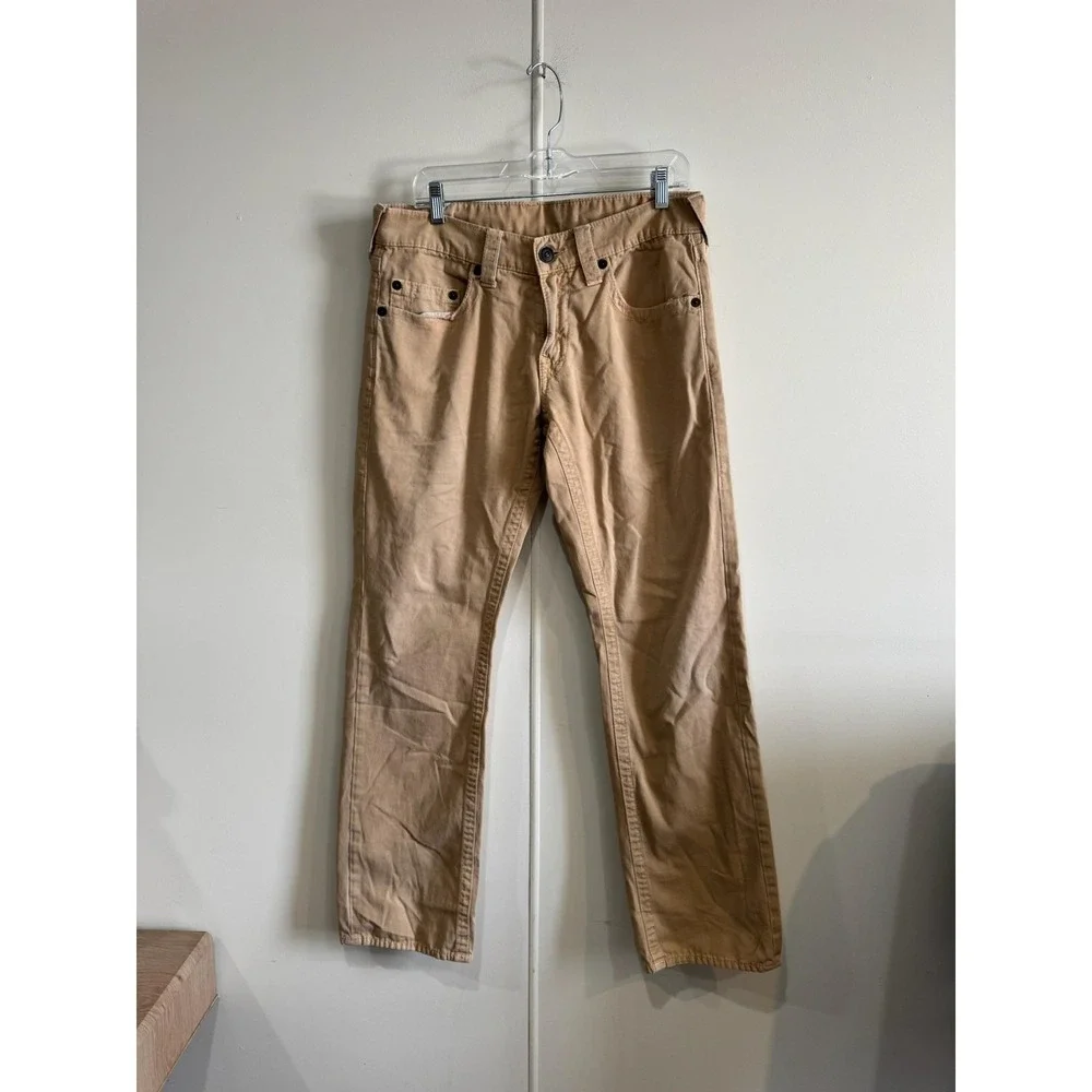 True Religion Jeans Mens 31x31 Beige Denim Regular Straight Leg 5 Pocket Chino